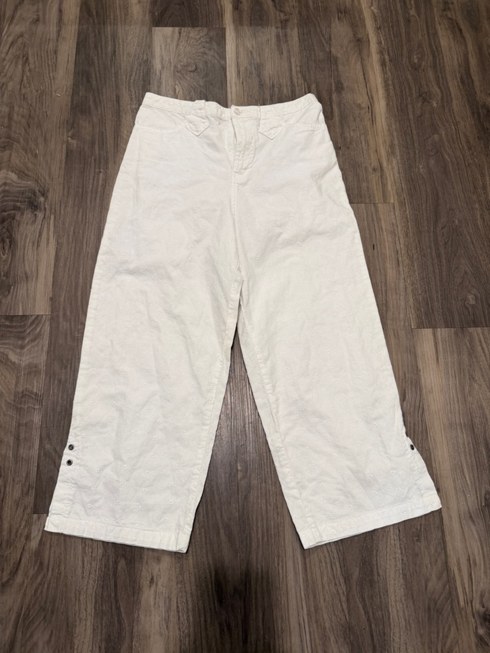 ✨ Y2K Mary-Kate & Ashley White Eyelet Capri Pants Boho Cottagecore